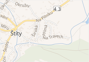 Přímá v obci Štíty - mapa ulice