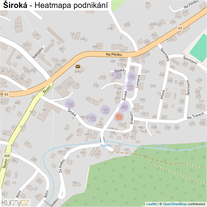 Mapa Široká - Firmy v ulici.