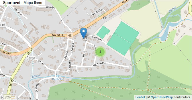 Sportovní - mapa firem