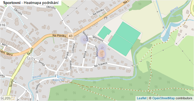 Sportovní - mapa podnikání