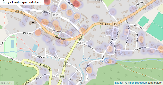 Štíty - mapa podnikání