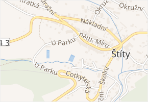 U Parku v obci Štíty - mapa ulice