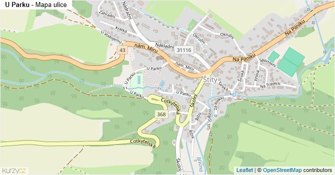 U Parku - mapa ulice