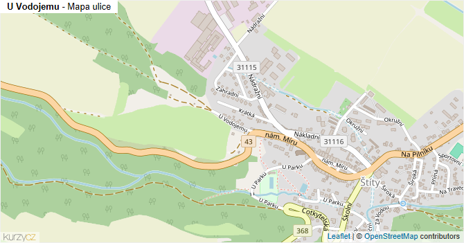 U Vodojemu - mapa ulice