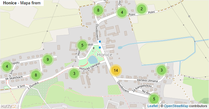 Honice - mapa firem