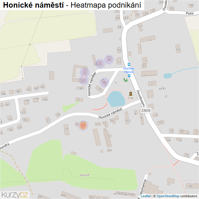 Mapa Honické náměstí - Firmy v ulici.