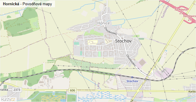 Hornická - záplavové mapy stoleté vody