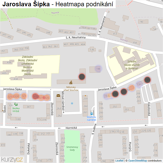 Mapa Jaroslava Šípka - Firmy v ulici.