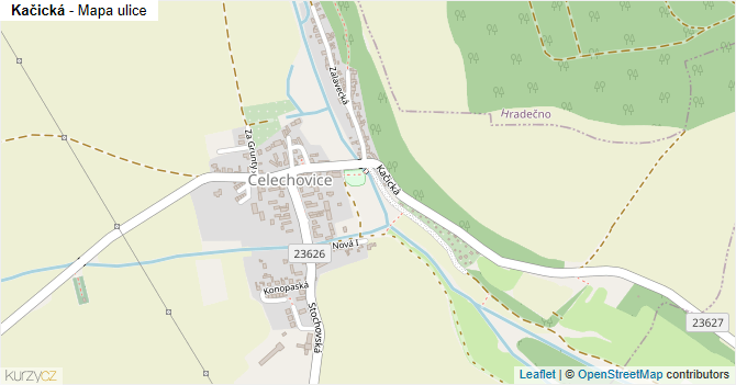 Kačická - mapa ulice