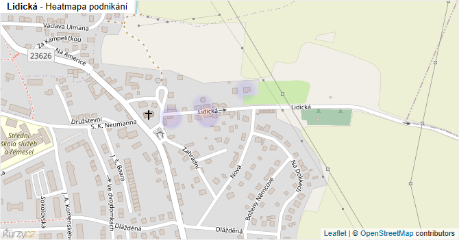 Lidická - mapa podnikání
