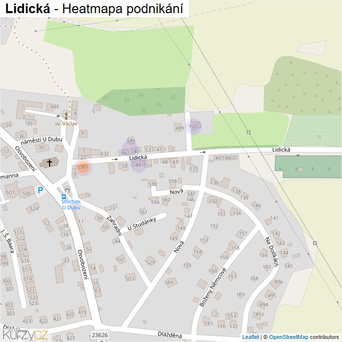 Mapa Lidická - Firmy v ulici.