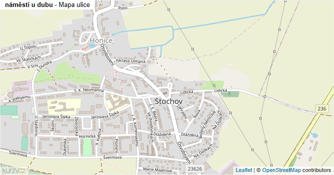 náměstí u dubu - mapa ulice