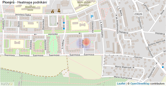 Pionýrů - mapa podnikání