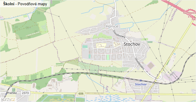 Školní - záplavové mapy stoleté vody