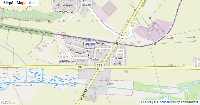 Slepá - mapa ulice