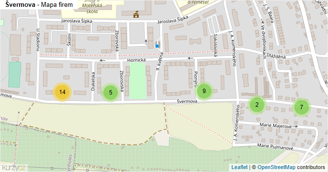 Švermova - mapa firem