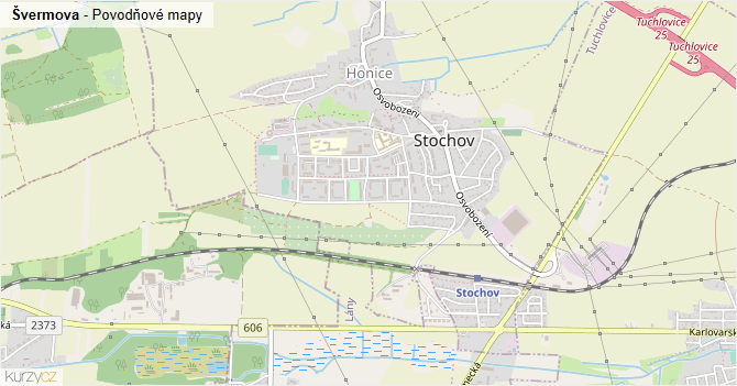 Švermova - záplavové mapy stoleté vody