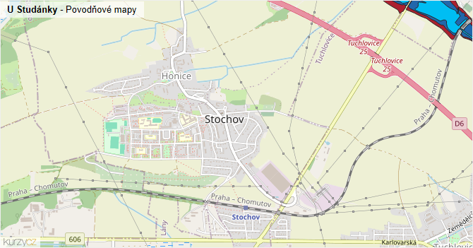 U Studánky - záplavové mapy stoleté vody