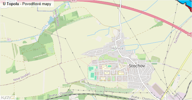 U Topolu - záplavové mapy stoleté vody