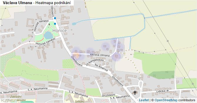 Václava Ulmana - mapa podnikání