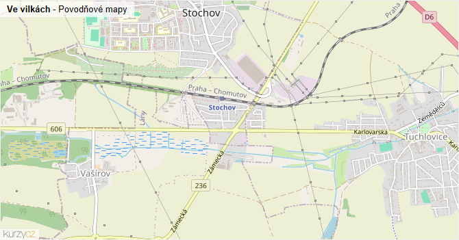 Ve vilkách - záplavové mapy stoleté vody