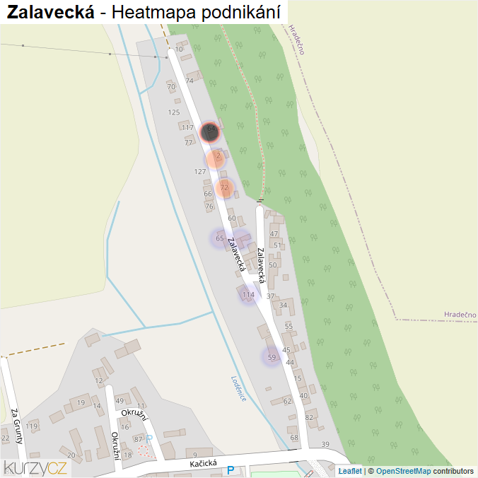 Mapa Zalavecká - Firmy v ulici.