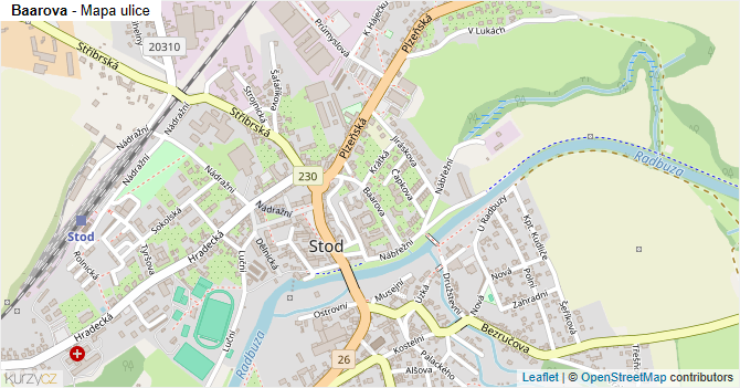 Baarova - mapa ulice