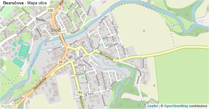 Bezručova - mapa ulice