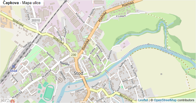 Čapkova - mapa ulice