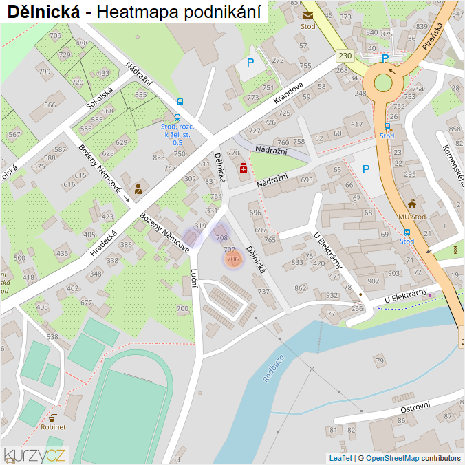 Mapa Dělnická - Firmy v ulici.
