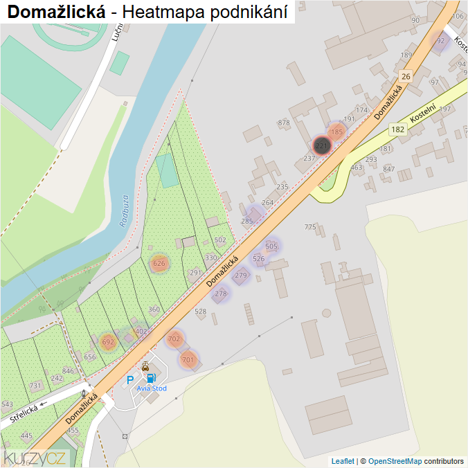 Mapa Domažlická - Firmy v ulici.
