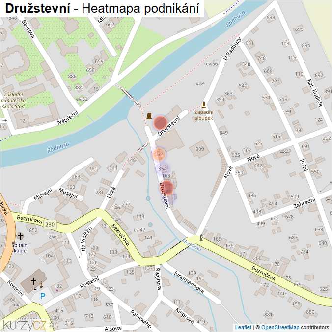 Mapa Družstevní - Firmy v ulici.