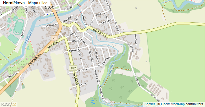 Horníčkova - mapa ulice
