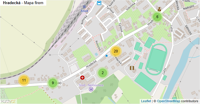 Hradecká - mapa firem