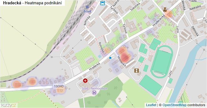 Hradecká - mapa podnikání