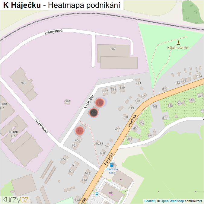 Mapa K Háječku - Firmy v ulici.
