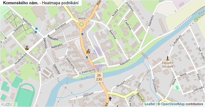Komenského nám. - mapa podnikání