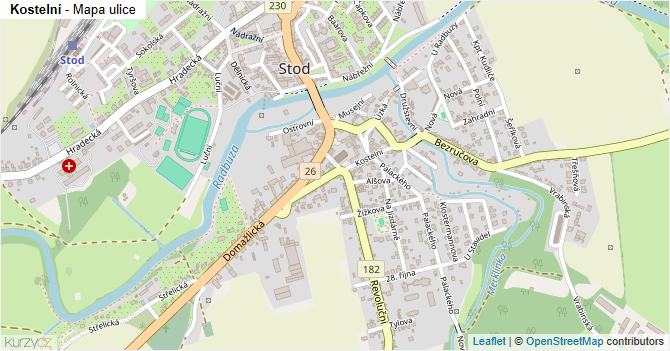 Kostelní - mapa ulice