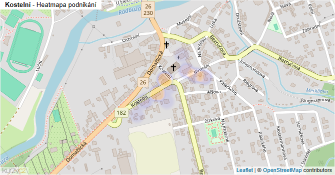 Kostelní - mapa podnikání