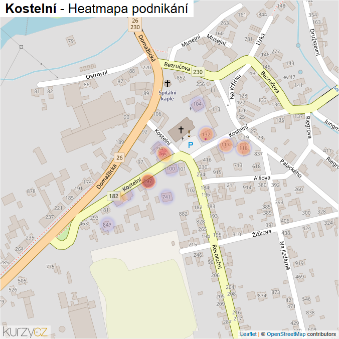Mapa Kostelní - Firmy v ulici.