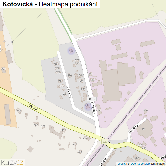 Mapa Kotovická - Firmy v ulici.