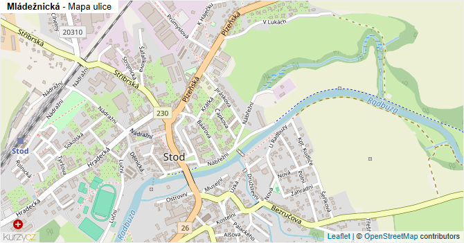 Mládežnická - mapa ulice