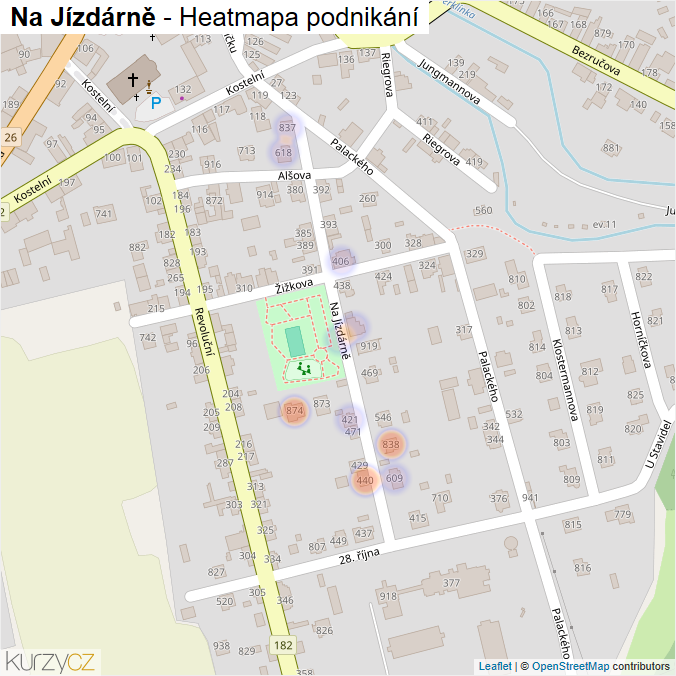 Mapa Na Jízdárně - Firmy v ulici.
