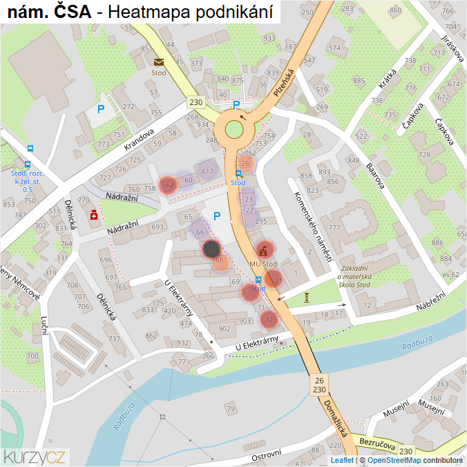 Mapa nám. ČSA - Firmy v ulici.