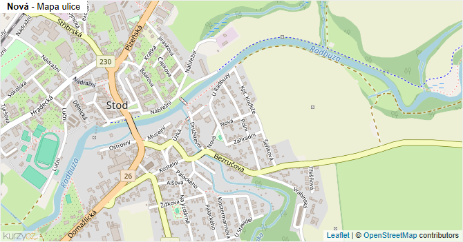 Nová - mapa ulice