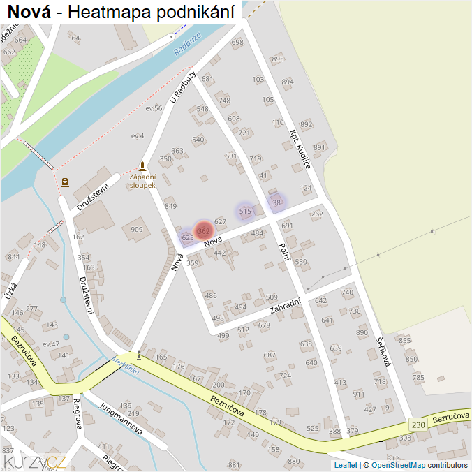 Mapa Nová - Firmy v ulici.