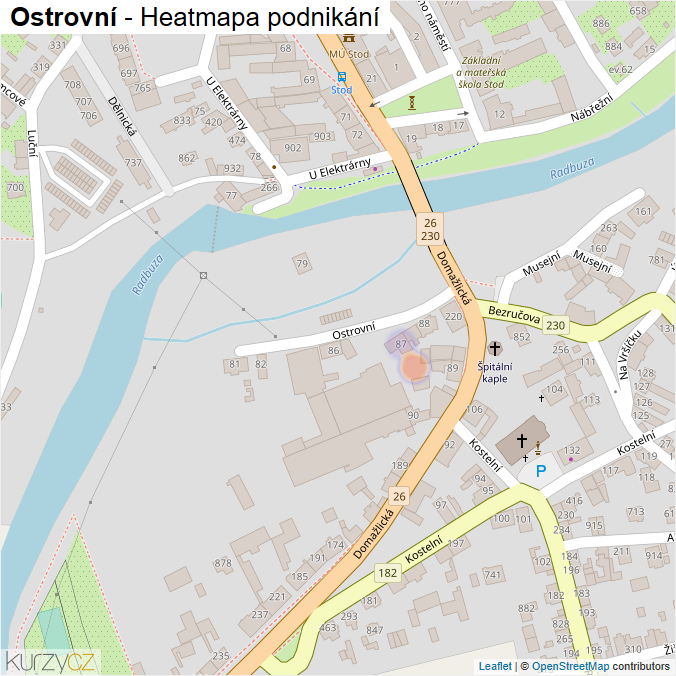 Mapa Ostrovní - Firmy v ulici.