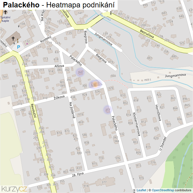 Mapa Palackého - Firmy v ulici.