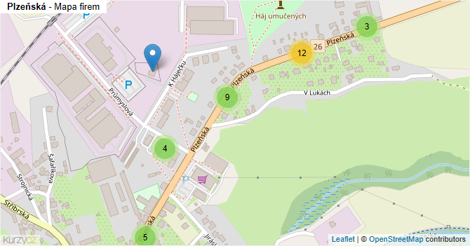Plzeňská - mapa firem