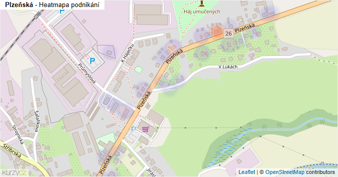 Plzeňská - mapa podnikání